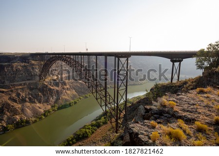 Perrine memorial bridge and Scenic view of Snake river canyon in the morning at Twin Falls Idaho