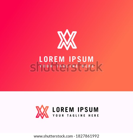 A & V Minimal Letter Logo concept line Logo design concept template.