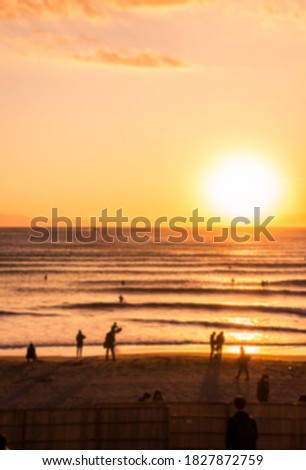 Abstract blurred background of Japanese beach in summer season during sunset period. Image was presented in blurred effect for using as a summer background image resource.