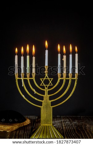 Hanukkah with menorah jewish holiday traditional Menorah candles