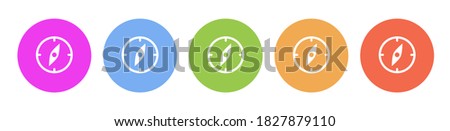 Multi colored flat icons on round backgrounds. Compass multicolor circle vector icon