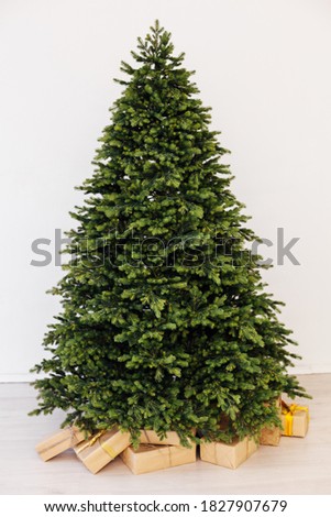 Christmas tree pine without decor with gifts for the new year