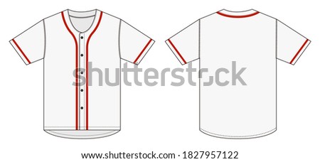 Jersey shortsleeve shirt (baseball uniform shirt) template vector illustration / white x red