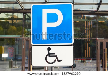 Parking sign for disabled persons