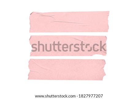 Set of pink blank tape stickers isolated on white background. Mock up template Royalty-Free Stock Photo #1827977207