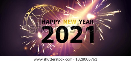 2021 Happy New Year Gold background and christmas themed Celebration party banner and cards.