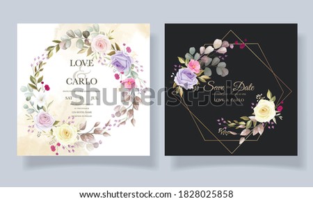 Wedding invitation card with beautiful flower