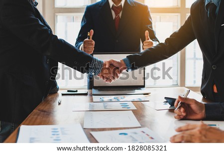 Negotiating a business deal. Concept of dispute resolution and mediation. Royalty-Free Stock Photo #1828085321