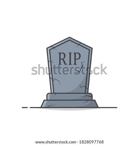 Graveyard Tombstone Vector Icon Illustration. Gravestone Flat Icon. Funeral Symbol