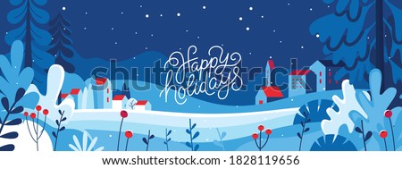 Vector set of design elements - Happy New year and Merry Christmas hand-lettering phrases for greeting cards, banners and prints Royalty-Free Stock Photo #1828119656