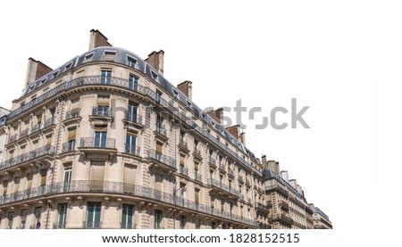 Houses in Paris (France) isolated on white background