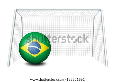 Illustration of a soccer ball with the flag of Brazil on a white background