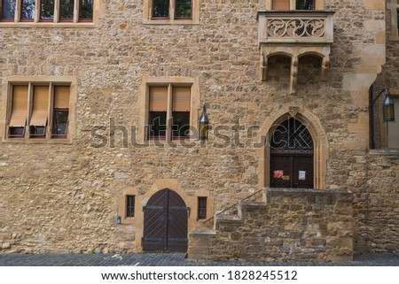 Facade of a building of the historic castle in the old town in Alzey / Germany, now the Alzey District Court