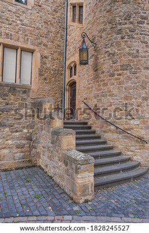View of a detail of the historic castle in the old town in Alzey / Germany, now the Alzey District Court