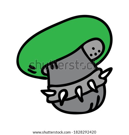 Punk rock satans bolette fungi mushroom vector illustration. Simple alternative sticker clipart. Kids emo rocker cute hand drawn fungi. Cartoon grungy tattoo with attitude motif. 