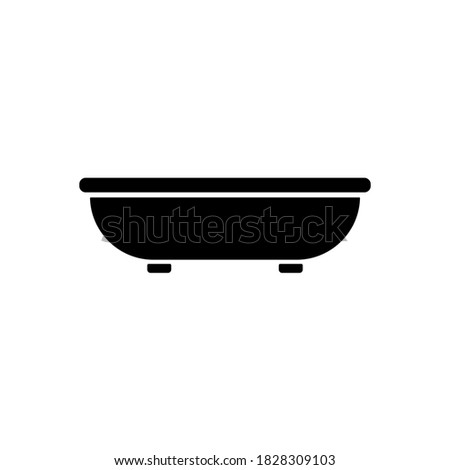 Black Bathtub icon vector, filled flat sign, solid pictogram isolated on white.