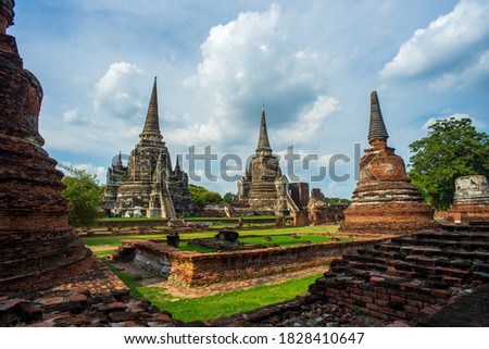 Wat Phra Si Sanphet was the temple of the royal family. Located in Ayutthaya province Thailand.