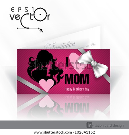 Invitation Card Design, Template. Happy Mothers Day. Vector Illustration. Eps 10.