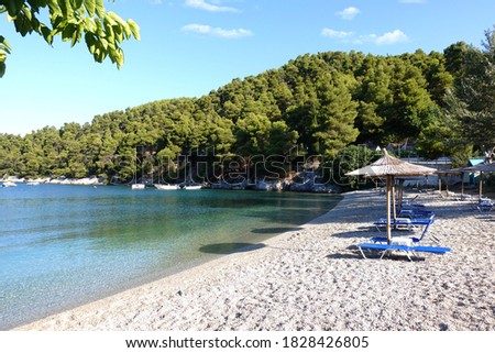 Beautiful and picturesque fishing village and bay of Agnontas, Skopelos island, Sporades, Greece