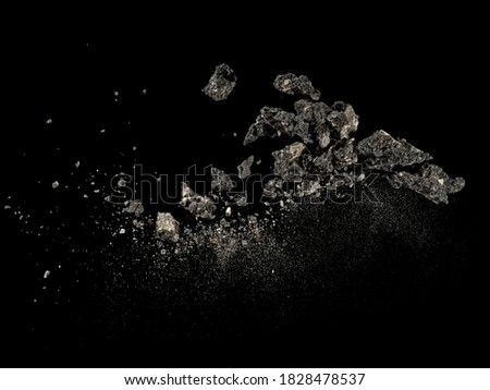 Asphalt explosion on black background Royalty-Free Stock Photo #1828478537