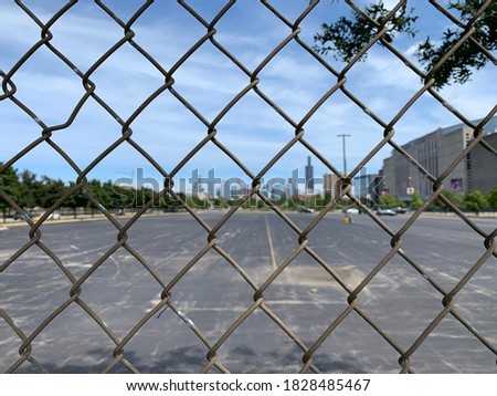 Fenced out of United Center. Chicago, Illinois. Royalty-Free Stock Photo #1828485467