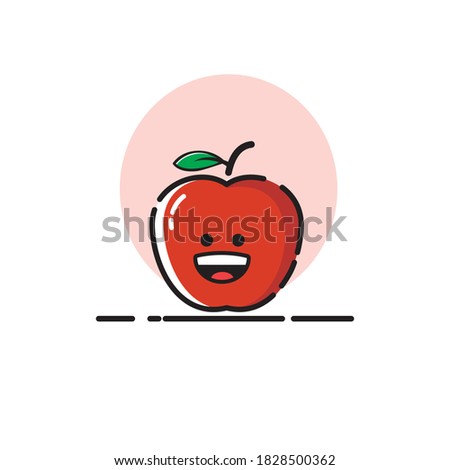 Apple icon cute vector illustration laughed expression
