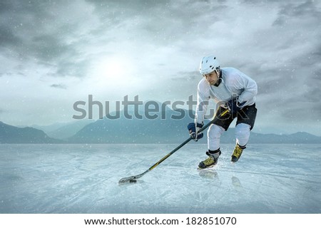 Ice hockey player on the ice. USA national team.