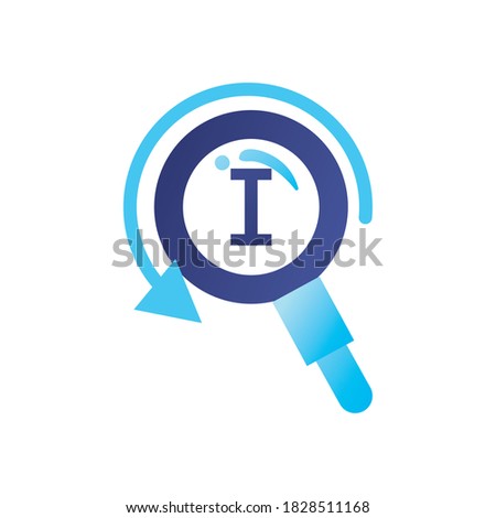 lupe with arrow gradient style icon design, search tool and magnifying glass theme Vector illustration