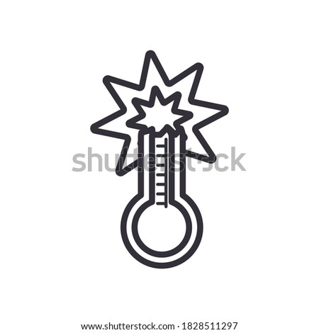 Thermometer with explosion line style icon design, Measurement temperature degree scale celsius weather and fahrenheit theme Vector illustration