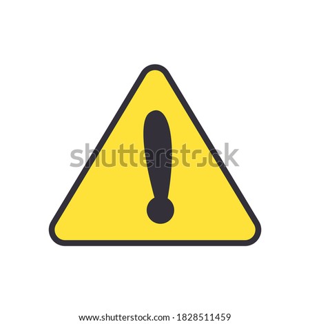Exclamation mark triangle warning sign line and fill style icon design, Emergency rescue save department 911 danger help safety and aid theme Vector illustration