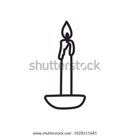 Candle free form line style icon design, Fire flame candlelight light spirituality burn and decoration theme Vector illustration