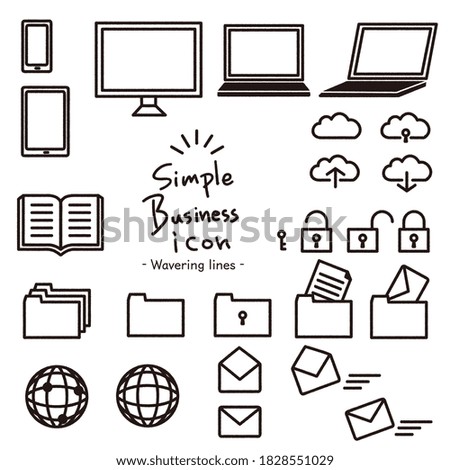 A set of simple icons for business written in loose lines. Vector illustration on white background.