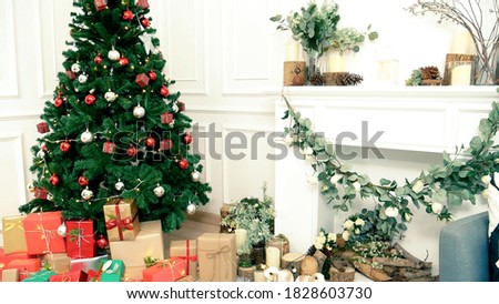 Blur background bokeh for christmas festival event party in auditorium hall convention audience present display goods products on shelf. Blurry abstract background with copy space template banner