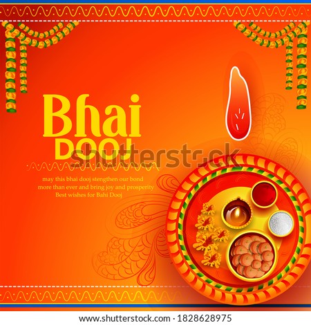 celebrating Happy Bhai Dooj on colorful art style background 