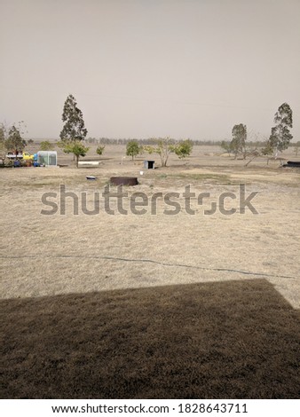 dust storm over property leaving a hazy atmosphere 