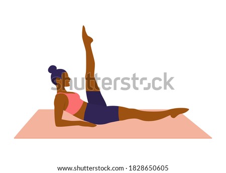 Vector silhouette of woman doing exercises. Colored shapes of woman. leg exercises