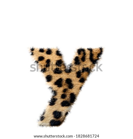 "y" lowercase letter on white leopard fur texture