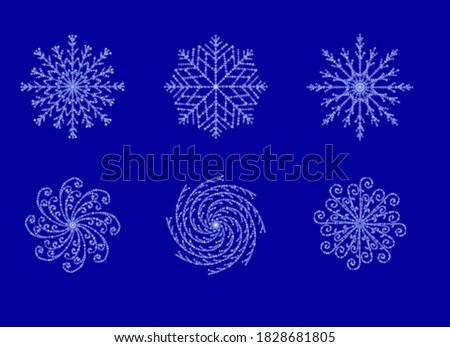 White snowflakes on blue background.