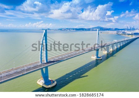 Aerial view of the Zhuhai section of the Hong Kong–Zhuhai–Macau Bridge, China
