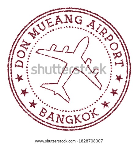 Don Mueang Airport Bangkok stamp. Airport of Bangkok round logo. Vector illustration. Royalty-Free Stock Photo #1828708007