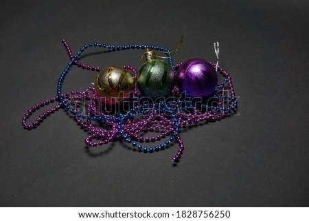 Christmas balls on a dark background, new year, christmas toys, holiday, christmas.