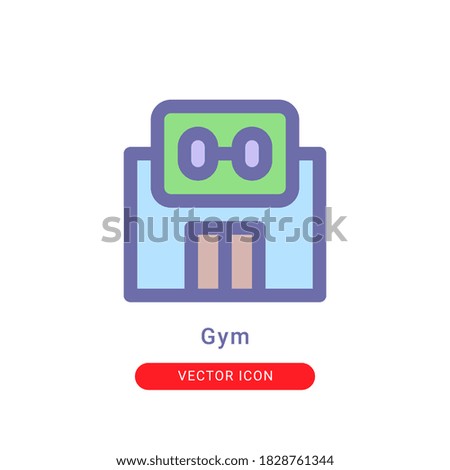 gym icon vector illustration. gym icon lineal color design.