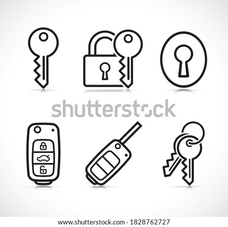 Vector keys icons sign set Royalty-Free Stock Photo #1828762727