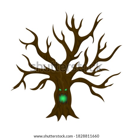 tree monster, drawing, vector illustration