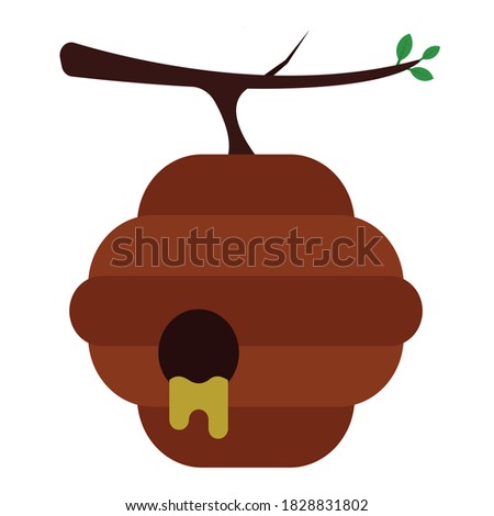 vector illustration of a honeycomb hanging on a tree branch