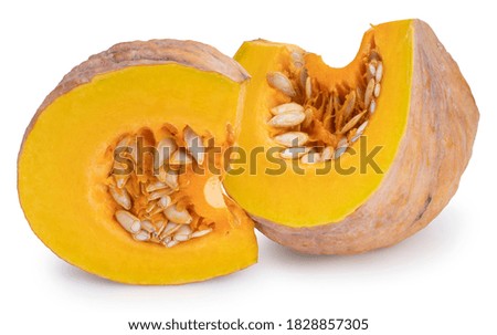 Slice of pumpkin isolated on white background, Pumpkin isolated on white background With clipping path.