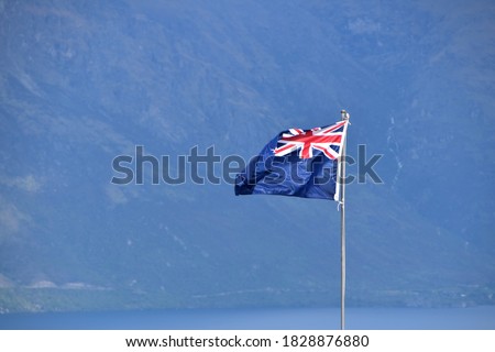 The flag of New Zealand in Queenstown, New Zealand