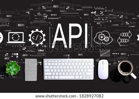 API - application programming interface concept with a computer keyboard and a mouse