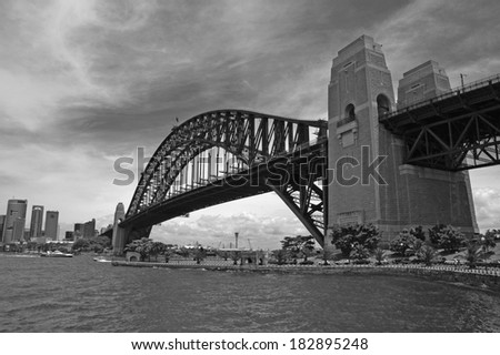 Sydney Harbour Bridge with City Skyline, Sydney, Australia 
