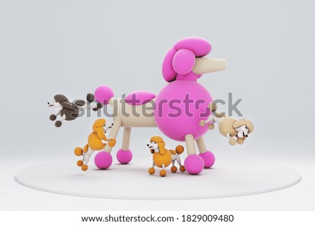 3d illustration jumping dog playing big dog doll